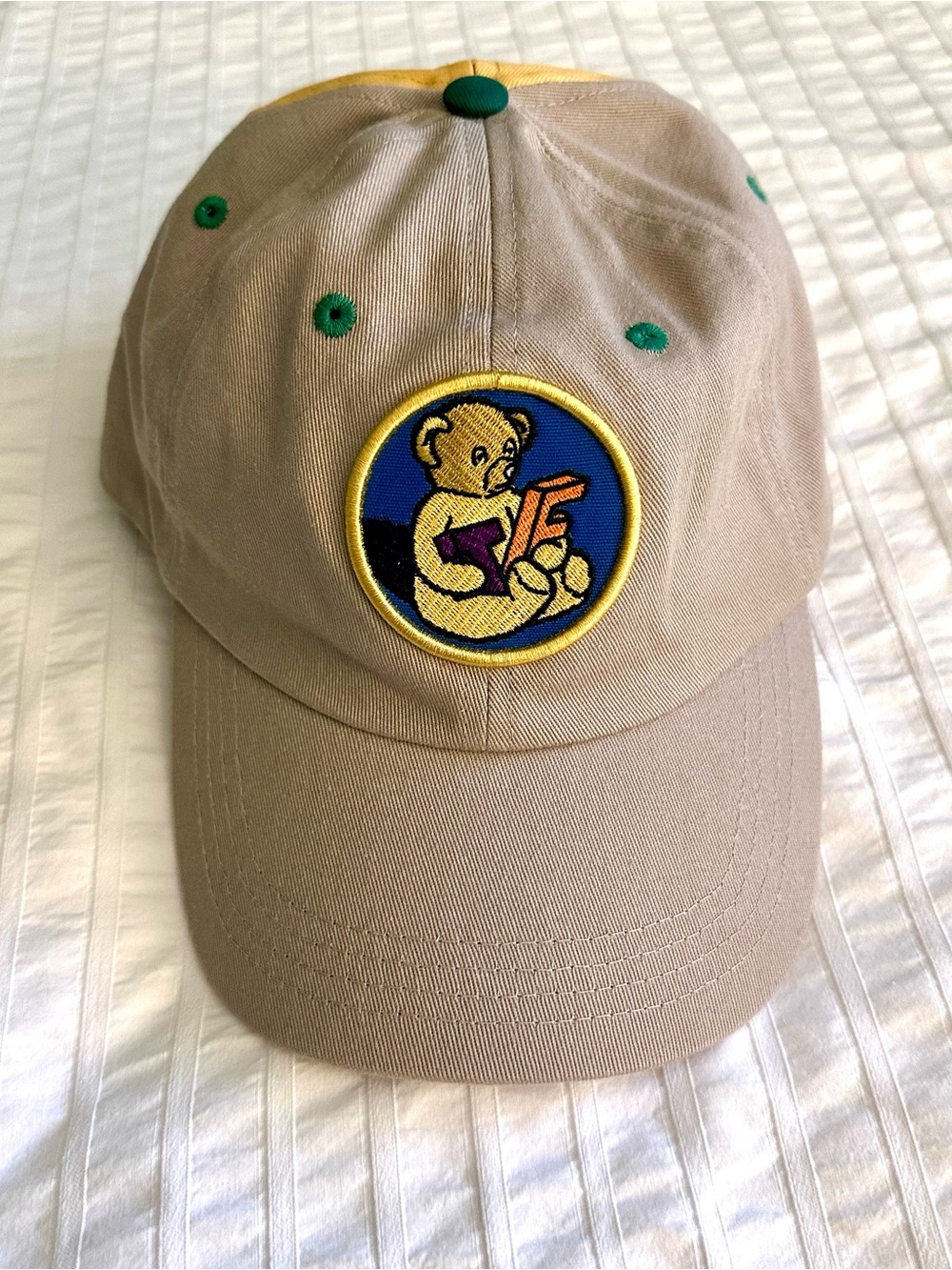 Teddy Fresh Baseball Colorblock Dad Cap Tan Yellow and Green